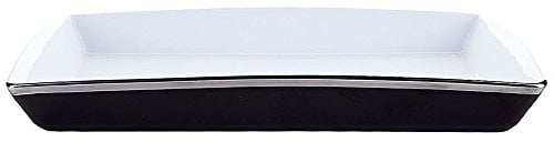 Kosmetex Kammablage Nero, Schwarz mit Silber Platinrand Bad Accessoires Schale, Schmuckschale aus Porzellan, Kammschale