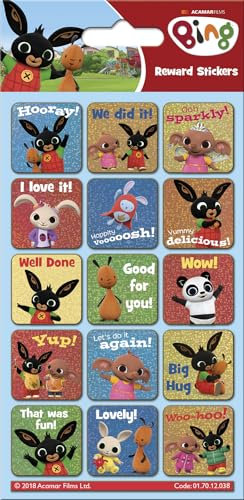 Paper Projects 01.70.06.038 Bing Bunny Sparkly Wiederverwendbare Belohnungsaufkleber Pack, 19,5 cm x 9,5 cm