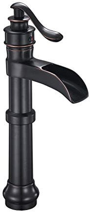 BATHFINESSE Ölgeriebener Bronzegefäß, Waschbeckenarmatur, Wasserfall, Badezimmer-Auslauf, Bauernhaus, Einhandgriff, Einlochhebel, WC, Waschtisch, Bad, hoher Körper, kommerzieller Versorgungsschlauch,