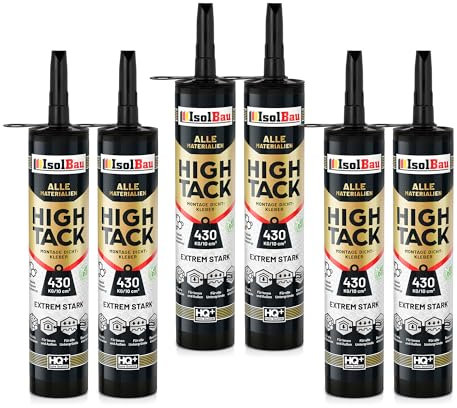 Isolbau Montage-Kleber Extra Stark High Tack - 6 x 530 g - Alleskleber für Innen- & Außenbereich - Baukleber Hybrid MS Polymer - Extrem Stark - 430 kg / 10 cm² - Weiß
