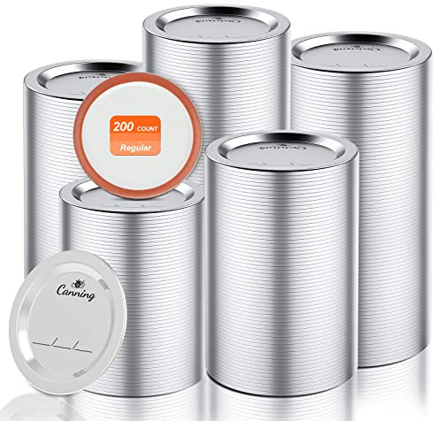 200pcs Regular Mouth Canning Lids, 70mm Mason Jar Lids for Canning, Reusable Leak Proof Split-type Gold Lids, Food Grade Material (70mm, Silver)