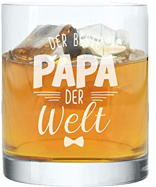 Whiskyglas -Der beste Papa der Welt- Geschenkidee zum Vatertag – Geschenk für Ihn zum Geburtstag, Weihnachten - Glas mit Spruch Gravur