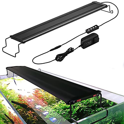 Kabxhueo Acuario LED Iluminación Lámpara de Espectro Completo con Temporizador y Soporte Ajustable Lámpara LED para Peceras Resistente al Agua Luz para Acuarios Plantados,36W (100 to 120cm Fish Tank)