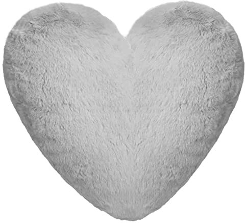 Ferocity Kissen (35 x 40 cm) in Herz Form; Flauschiges Minky; Zum Jahrestag, Geburtstag, Muttertag Silver Grau [091]
