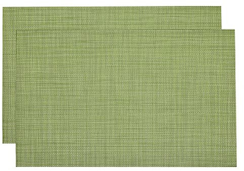 sourcing map Place Mats 450x300mm Table Mats Set of 2 PVC Washable Woven Placemat Grass Green