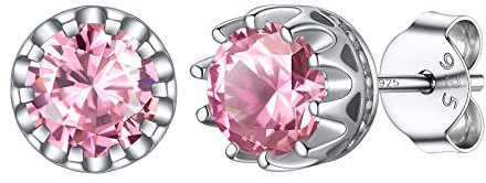 Clou doreille Femme Argent 925 Mini 5 mm Tourmaline Rose Boucles d Oreilles Pierre Puce Rond Pink Claire Bijou Cadeau Mamie octobre Fille 18 ans Amie Mignon Soeur Fêtes des Mères BFF