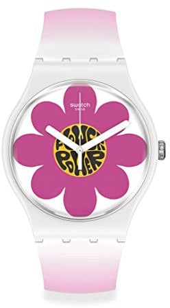 Swatch Flower Hour Bioceramic New Season Orologio da donna rosa SO32M104, Moderno