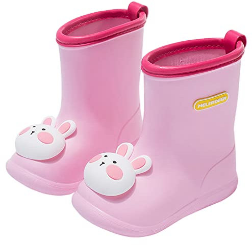SEAUR Kleinkind Gummistiefel Kinder Regenstiefel 3D Häschen Muster 360 Grad Biegung Federleicht Regenschuhe für Jungen Mädchen 1-7 Jahre 21-31 EU, 23 EU