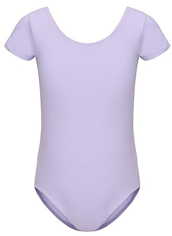 HIPPOSEUS Ragazze Body da Danza con Maniche Corte Classico Body Ginnastica Bambina Ballet Leotards,AM0019DX-Viola,9-10anni