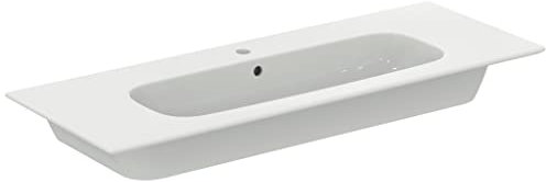 Ideal Standard - i.life A Waschbecken, rechteckig, 124 cm, mit Loch für Armaturen, mit Überlaufloch, Weiß