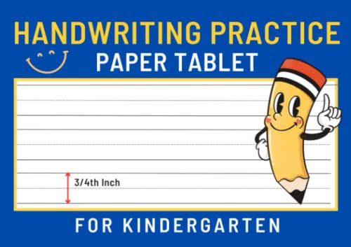 Handwriting Practice Paper Tablet for Kindergarten: Horizontal Notepad With 3/4th Inch Handwriting Practice Lines, Landscape Writing Pad - Half Letter Size Paper