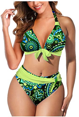 Bikini Damen Set Triangel Breites Unterbrustband Gerippte Bademode Zweiteiliger Badeanzug