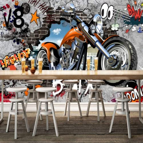 Papier Peint Panoramique Moto Vintage 3D Poster Mural pour Salon Chambre Décoration Murale
