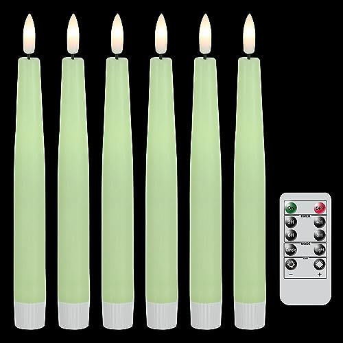 Eldnacele 21 cm flackernde LED Stabkerzen mit Timerfunktion, batteriebetriebene geburtstagslose Kerzen mit Fernbedienung für Hochzeit, Party und Weihnachtsdekoration(Grün)