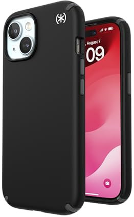 Speck iPhone 15 Hülle Schwarz - Slim Phone Case für iPhone 15, 14, 13 - Handyhülle 6,1 Zoll - Presidio2 Pro Schwarz/Schiefergrau/Weiß