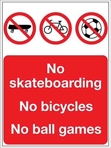 No Skateboarding No Bicycles No Ball Games Warning Sign Plaque Tin Metal Tin Sign Wall Metal Sign For Indoor Outdoor 20X30cm