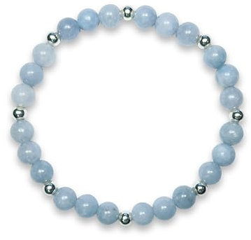 Majas Perlen Aquamarin Armband Perlen echt 6mm mit Sterling Silber 925 Perlen - passend Größen 15-17cm - Handmade Perlenarmband Selbstbewusstsein Liebe Glück Frieden - Spiritueller Schmuck Damen