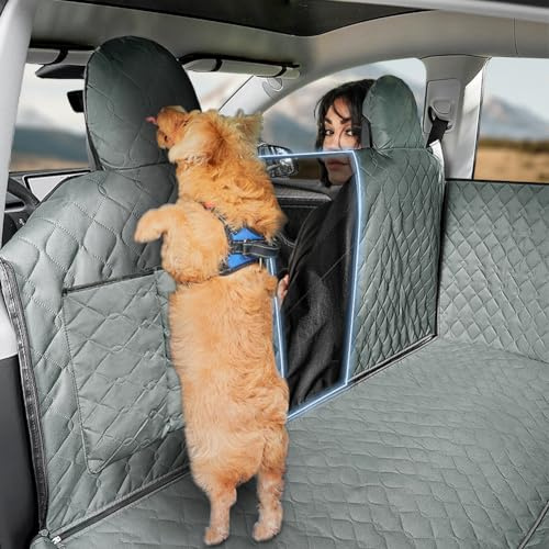 Tesbeauty Hunde-Sitzbezug für Tesla Model Y/Tesla Model 3/S Rücksitzbezug für Haustiere, maßgeschneidert, jeder Zentimeter geschützt, sogar der Kopfstützenbereich ist abgedeckt, wasserdicht, kratzfest