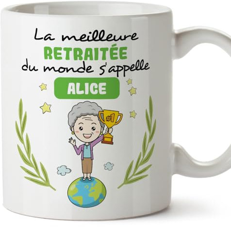 Mugffins Tasses Personnalisables pour RETRAITÉE femme - En Français - Cadeau Personalisé- Tu Meilleur du Monde - 11 oz / 330 ml