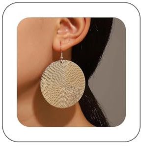 Yienate Gold Boho Große Runde Kreis Scheibe Ohrringe - Geometrische Flache Münze Tropfen Ohrringe Schmuck Für Frauen