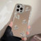 ZTOFERA Hülle für iPhone 13/14, Nette Silber 3D Liebe Herz Transparent Makeup Spiegel Hülle, Flexible stoßfeste Anti-Kratz Schutzhülle für iPhone 13/iPhone 14 6,1- 5 Herzen