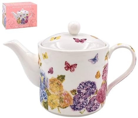 LESSER & PAVEY Ceramic 650ml Tea Pot Porcelain Tea Brewing Butterfly Blossom Floral Pink Design