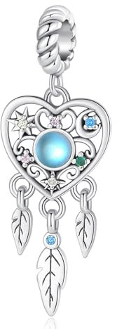 NUNUYAYA Damen Charm Anhänger für Armband 925 Sterling Silber Blue Dreamcatcher Dangle Charms Beads passend für Armband Halskette,Charm Anhänger für Europäischen Armbänder für Frauen Mädchen