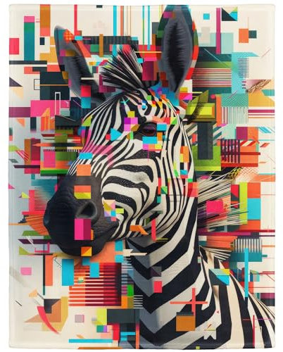 YISUMEI Soft Warm Fluffy Fleece Throw Blanket, Zebra Art, 125 x 150 cm