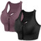 dowskwx 2 Pack Sports Bras for Women Zip Front Closure Yoga Bra Seamless Wirefree Padded High Impact Running Gym Workout Bras (Black Purple, XL)