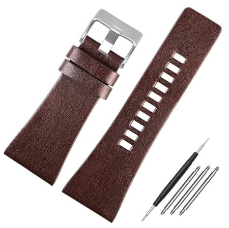 PUCHEN Armband aus echtem Leder Schwarz/Braun Uhrenarmband 22 mm – 32 mm Großes Zubehör für Herrenuhren,30mm