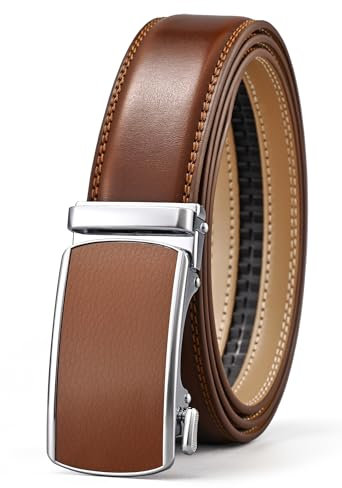 KUULIMEE Gürtel Herren,Ratsche Ledergürtel Für Herren Anzug Business Jeans,Breit 35mm-3006-COGNAC BROWN-140cm
