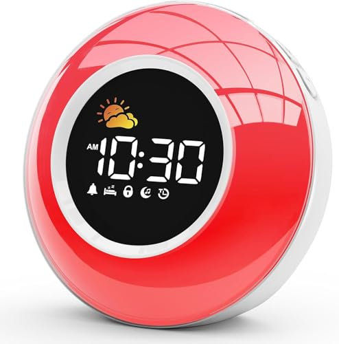 APUZOM Wecker mit Lauter Alarm für tiefschläfer Kinder Schlaftrainer mit Nachtlicht, Customized Lichtwecker mit 12 White Noise, Snooze und Timer 15/30/60/90 mins