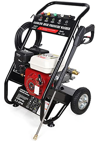 Benzin Hochdruckreiniger 190 Bar, 6,5 PS, 4900W, Kraftvoller Reiniger mit Verbrennungsmotor, Ideal für Auto, Terrasse, Garten & Gewerbe, Hohe Reinigungsleistung, Langlebig & Tragbar