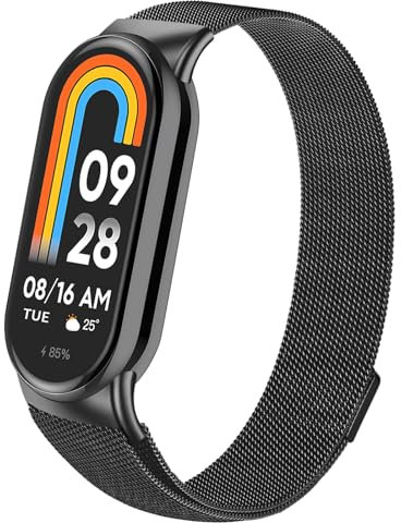 Meliya für Xiaomi Smart Band 9/10/8 Armband Damen Herren, Weich Metall Ersatzarmband für Xiaomi Mi Band 10/9/8