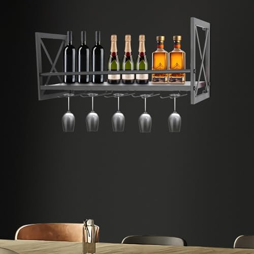 Weinglasregal Glashalter GläSerschiene Stielglashalter Wein Glas Regal Alkohol Bar Weinregal Vintage Wandbar Weinflaschenhalter Wand Flaschenregal für Aufhängen und Aufbewahren von Weingläsern