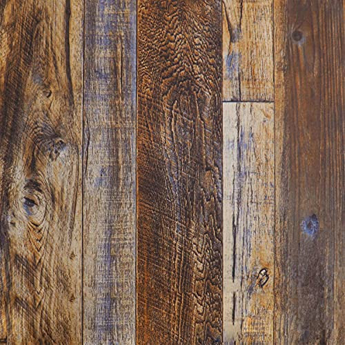 Tinicor Brown Wood Self Adhesive Wallpaper, Waterproof Peel and Stick Wallpaper, Sticky Back Plastic Wood Effect Vinyl Wrap, for Christmas Decor, Kitchen, Furniture, 44 x1000 cm