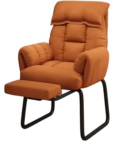 Relaxsessel mit Liegefunktion Modern Techno Gewebe Relaxsessel Loungesessel mit Verstellbarer Rückenlehne und Ausziehbarer Fußstütze für Wohnzimmer, Schlafzimmer(Orange)