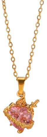 jewellry Rosa Herz Zirkon Halskette Farbe Kupfer Amor Eros Pfeil Herz Anhänger Halskette Koreanischer Modeschmuck Ihr Party Geschenk mit für Sie 1 Jewelry