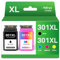 Halloya 301 XL 301XL Patronen Multipack Ersatz für HP 301 Druckerpatronen für HP 301 XL 301XL für HP DeskJet 2540 1510 2544 2549 Envy 4500 5530 5534 4504 OfficeJet 4630 4632 2620 2622(Schwarz,Farbe)