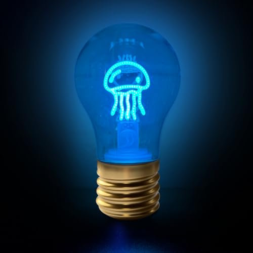 Meloditrunk Quallen LED-Tischlampe in Glühbirnenform – Wiederaufladbar per USB, atmendes blaues Licht/Deko-Design, Kleine Schöne Lampe für Schreibtisch | Geschenk für Home-Office oder Jugendzimmer