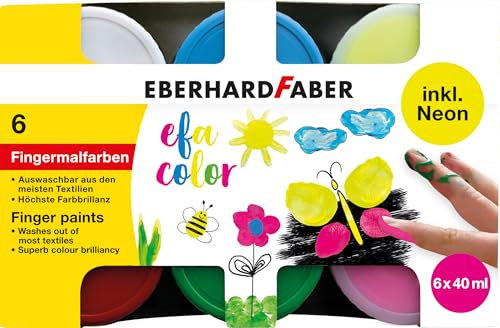 Eberhard Faber- EFA Colour Pintura de Dedos neón, estándar + Colores Pastel (578603)