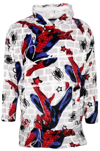 Spiderman Kuschelponcho mit Kapuze & Tasche – Flauschiger Fleece-Hoodie für Kinder & Teens (85x94 cm) – Offizielles Marvel Lizenzprodukt – Ideal für Sofa, Gaming & Relaxen