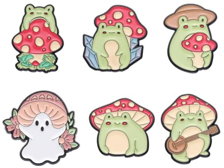 AIRTILY 6 Morceaux De Badge De Grenouille, Insigne Animal Drôle, Stylos Mignons, Broche De Grenouille, Badge De Sac, Cadeaux pour Amis.