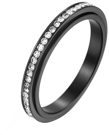 Calefee Drehring Edelstahl Damen Anti Stress, Kleine Ringe Schmuck Damen Ewigkeitsring 3 mm Breit Drehbar, gr. 57