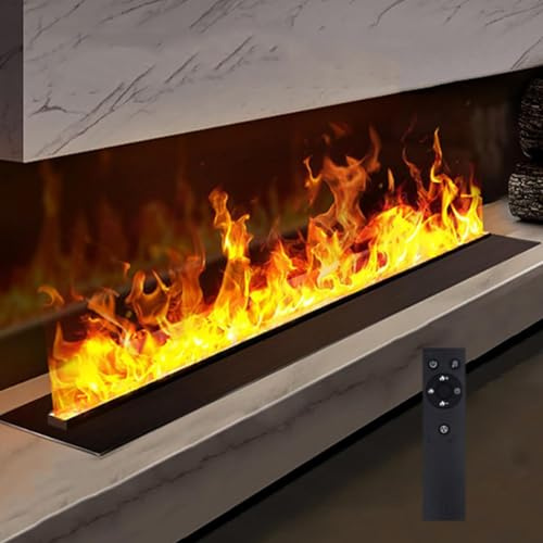 Water Vapor Fireplace with Real Water- Flame Vapour, Multiple Flame Colors and 5 Levels Flame Adjustment, Led Indoor Embedded Touchable Atomized Flame,1200mm-7colors-remotecontrol