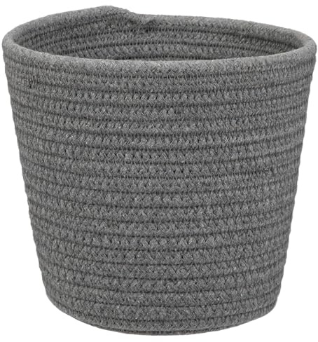 Gewebter Baumwollseil Pflanzkorb Blumentopf Geflochten Übertopf Korb Aufbewahrungsbehälter Organizer für Pflanzgefäße, Blumentopf, Kunsthandwerk, Spielzeug, Home Décor (DunkelGrau, 15cm x 15cm)
