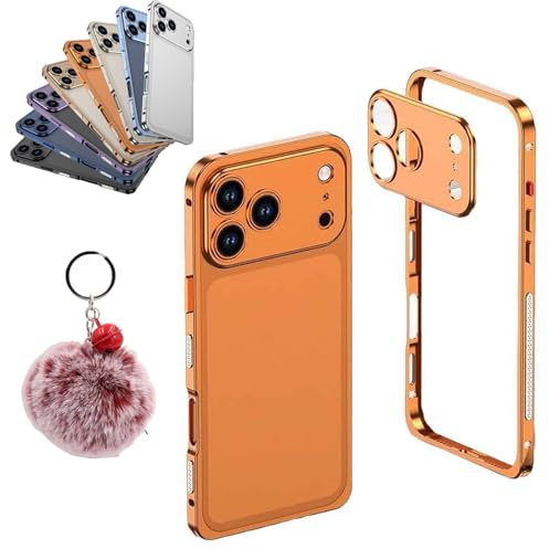 Ultra-Thin Metal Frame Heat Dissipation Case With Lens Protector for iPhone 17/16/15/14/13 Pro Max (for iPhone 17 Pro Max,Orange)