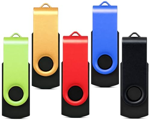 Torvixa USB Stick 16GB 5 Stück Speicherstick Flash Drive,High-Speed USB 2.0 Mehrfarbig Drehbar