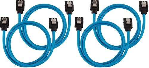 Corsair Premium Sleeved SATA Cable - SATA 6Gbps 60cm, Blue (Pack of 2)