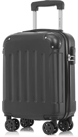YONSLY Kabinenkoffer mit abnehmbaren Rädern, S Koffer Suitcase Schwarz, Trolley Reisekoffer, Rollkoffer Handgepäck mit 4 Rollen 360°, Hartschalenreisekoffer, Zahlenschloss, Gummigriff